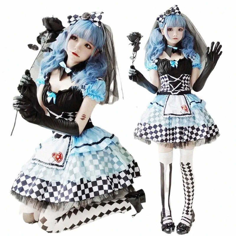 Costume halen per le donne Alice Maid Cosplay Anime Vampire Clown Costume Lolita Puffy Dr Princ Abiti H51S #