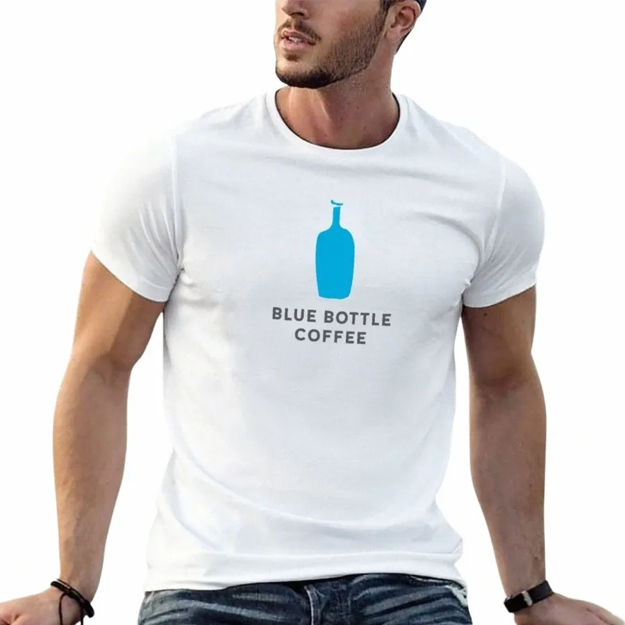 T-shirt blu con logo Bottle Coffee T-shirt pianura personalizzata progetta le tue camicie T-shirt grafiche oversize T-shirt grafiche da uomo divertenti 42cp #