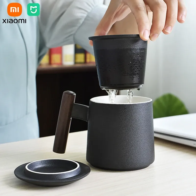 Titulares Xiaomi Mijia Teacups Cerâmica Caneca Doméstica Xícara de Chá 400ml Homens e Mulheres Escritório com Alça Coador de Chá Tampa Teaware Cozinha Ferramentas