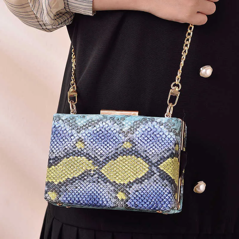 Lady Evening Bags Snake Pattern Dinner Party Bag Style Small Square Girls 'Dress Chain