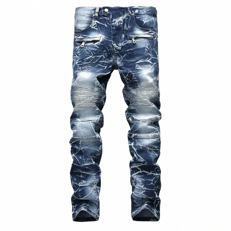 Fi Men's New Denim Jeans Pantalons Jogging Party Hip Hop Cott Droite Grande Taille Jeans Haute Qualité Moto Design 42Ak #