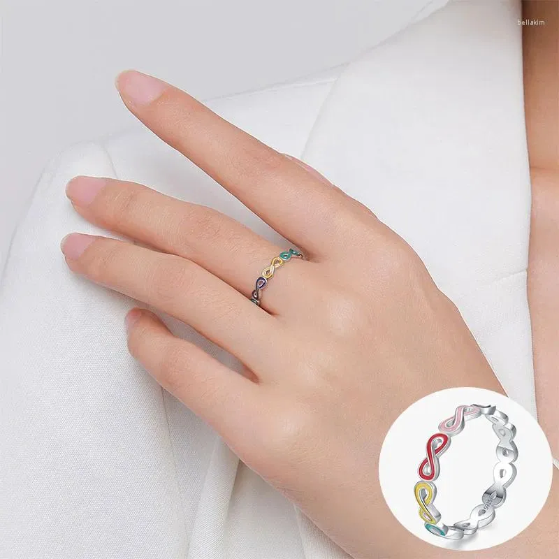 Anelli a grappolo Anello geometrico in argento sterling 925 per donna Ragazza Semplice scava fuori Mobius Strip Design Gioielli Regalo per feste Goccia