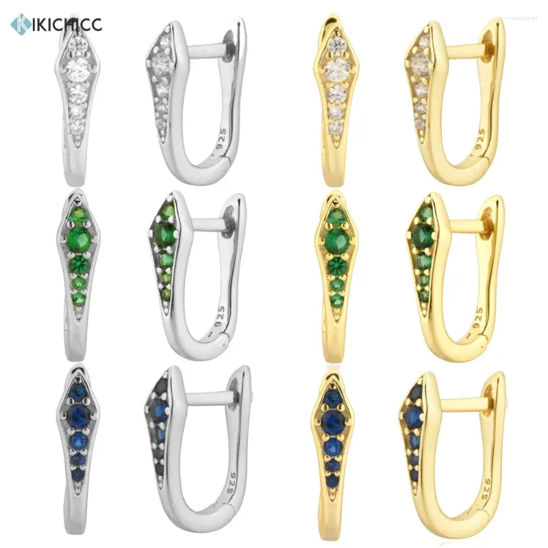 Brincos de argola kikichicc 925 prata esterlina ouro três cores claro verde azul aros piercing clipes pendiente casamento rock punk cobra