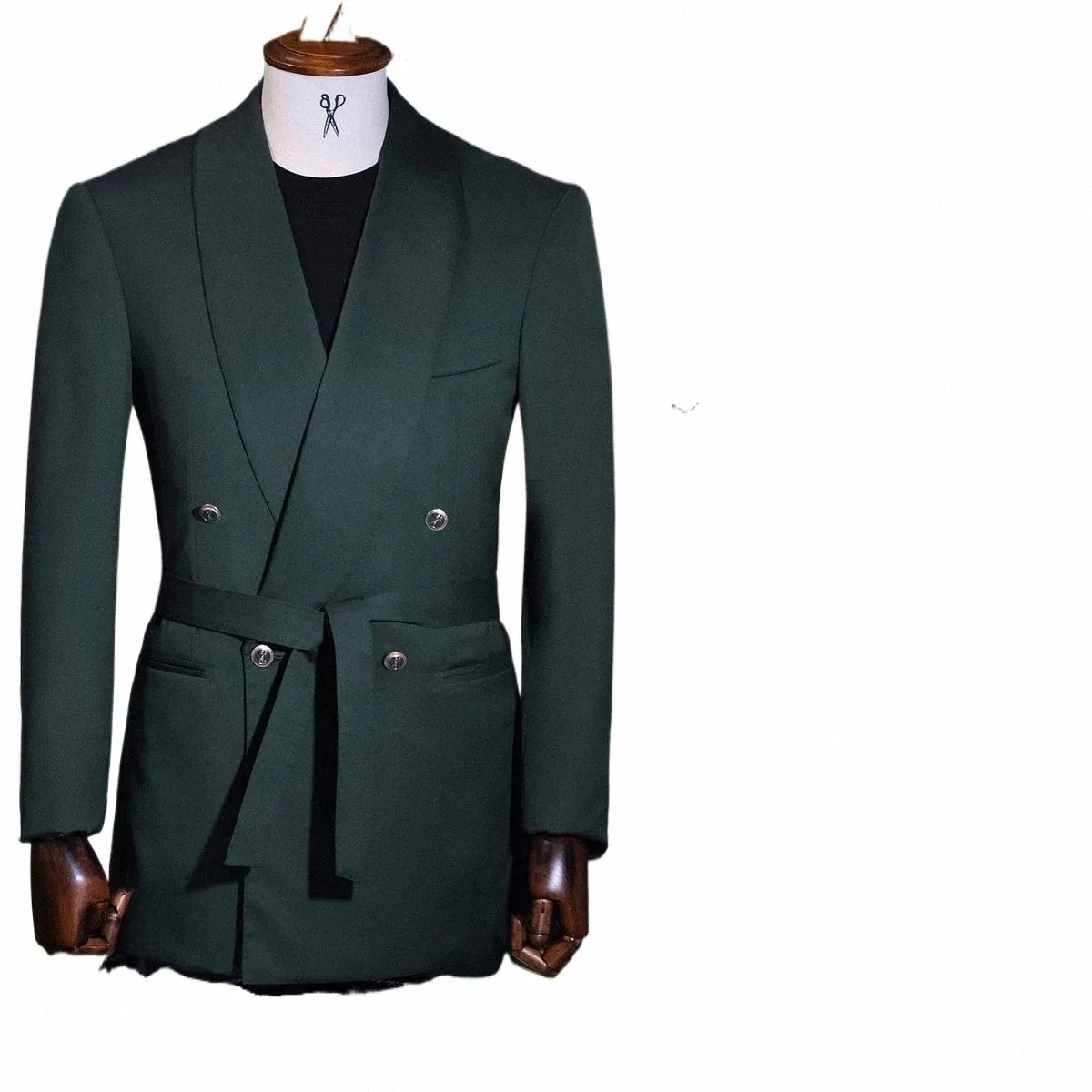 Modern herrdräkt 2 stycken blazer byxor en rumpa ren lapel med bältesbusin smal passform formell bröllop brudgum kostym homme t60a#