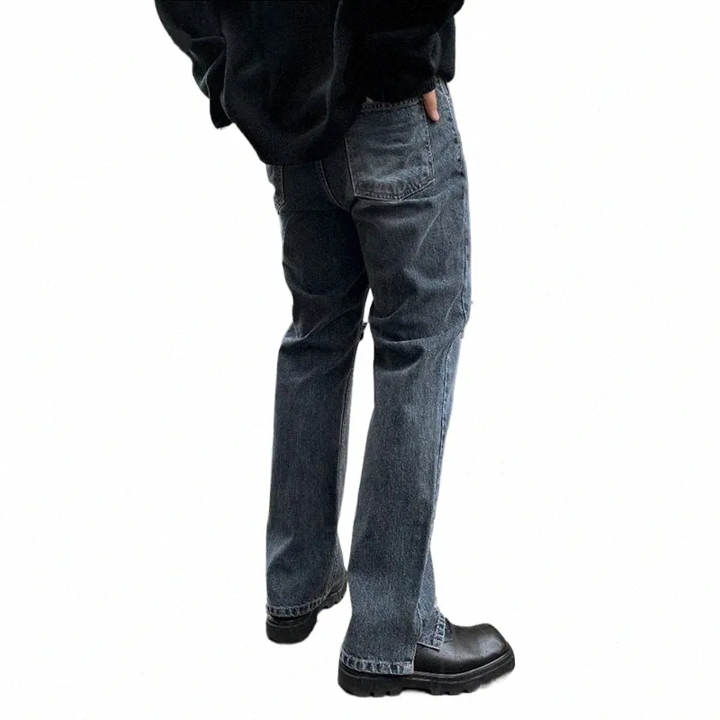 iefb Autunno vintage jeans da uomo coreano fi tubo dritto pantaloni casual allentati fondo diviso pantaloni in denim alla moda nuovo 9Y4515 Q3Kh #