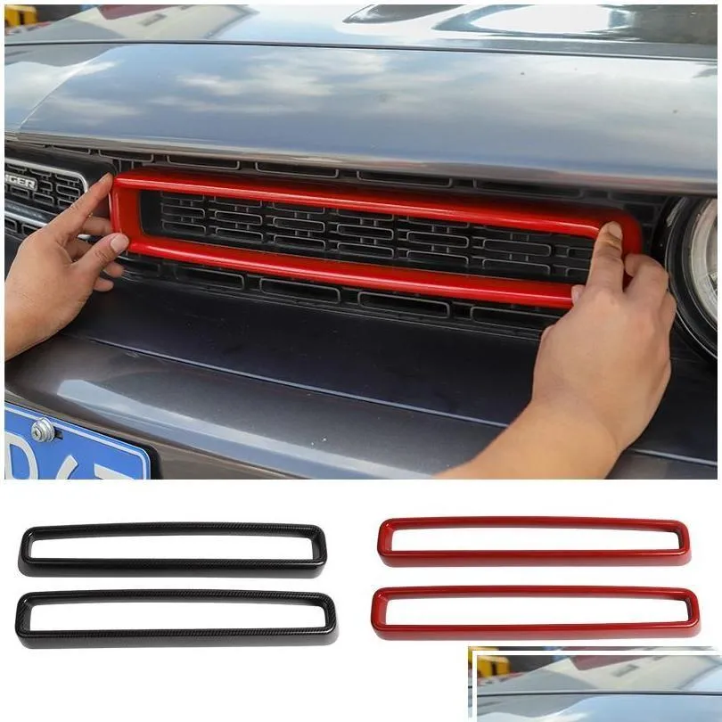 Autres accessoires extérieurs Bague de décoration de grilles de grille de maille avant de voiture pour Dodge Challenger Up style intérieur Drop Deliv livraison AU Oterc