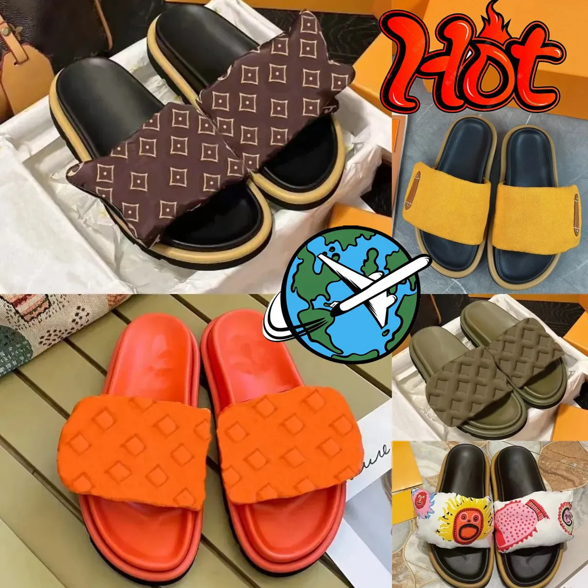 2024 pantofole designer di lusso Sunny Beach Sandal Custini Slide sandali Mens Womens Fashi