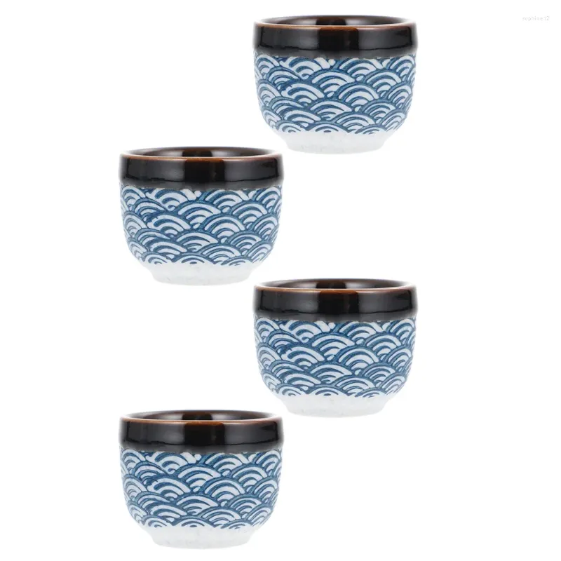 Bicchieri da vino 4 pezzi Tazze da saki giapponesi in vetro in stile giapponese Tè in ceramica Sake Tazza da caffè Bere