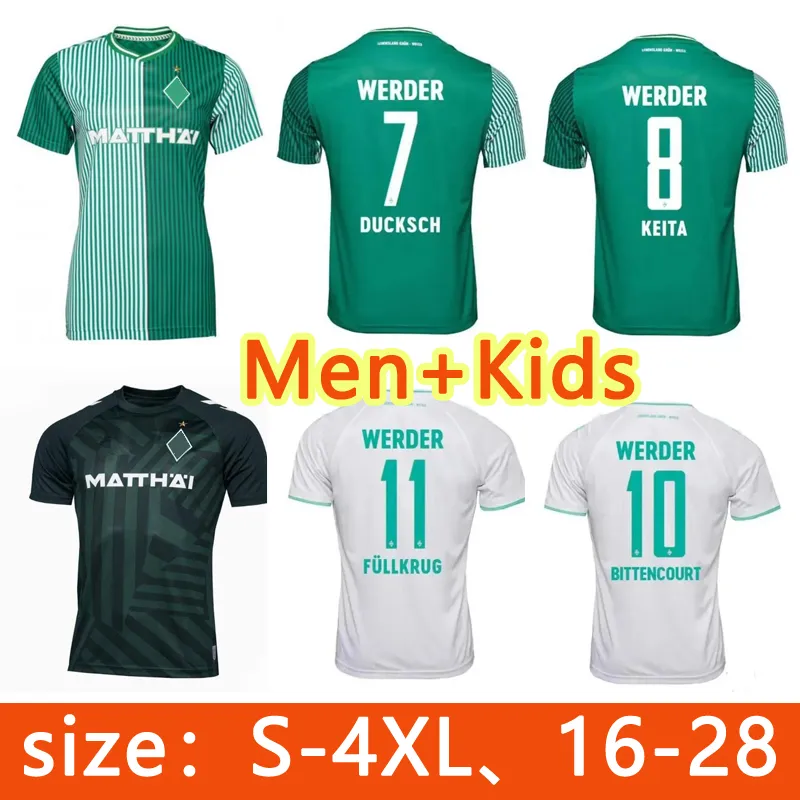 SV Werder Bremen Camisas de futebol 2023/2024 Home e Away Jersey Ducksch Borre Deman Schmid Keita Jogador Versão Homens Crianças Kits