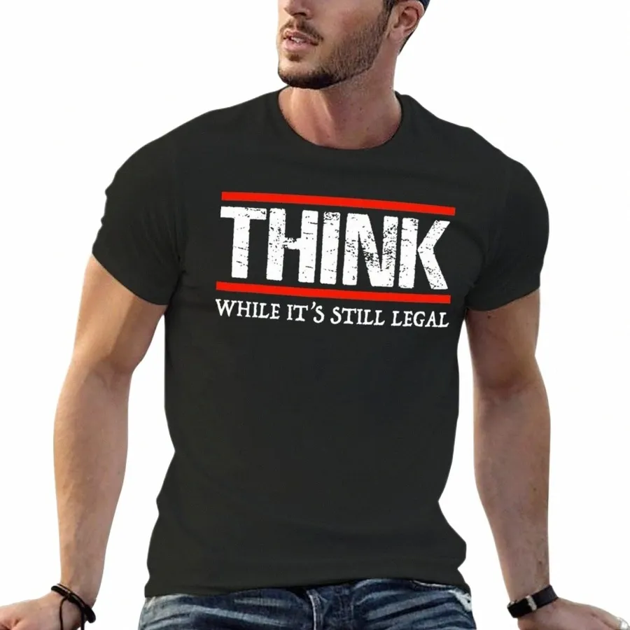 pensez pendant que c'est encore légal T-Shirt poids lourds vintage hommes t-shirts unis u0pK #
