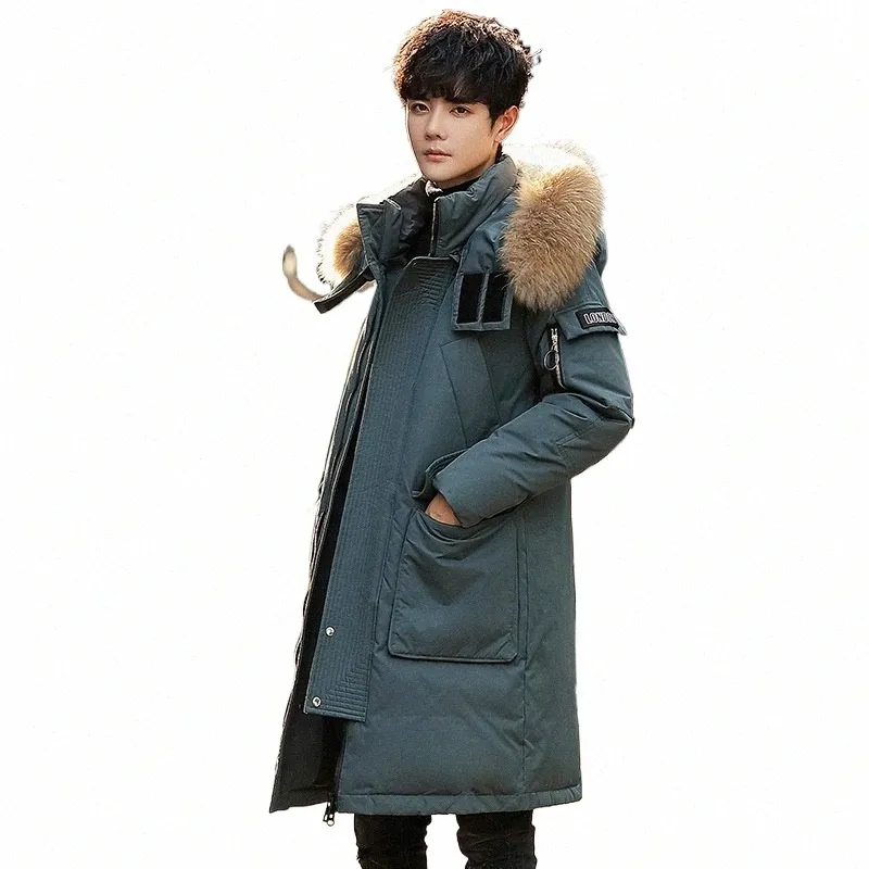 marca inverno Parka uomo piumino cappotto spesso caldo cappotto di pelliccia con cappuccio cappotto Lg vestiti grandi tasche cappotto stile medio KK3180 Q2YR #