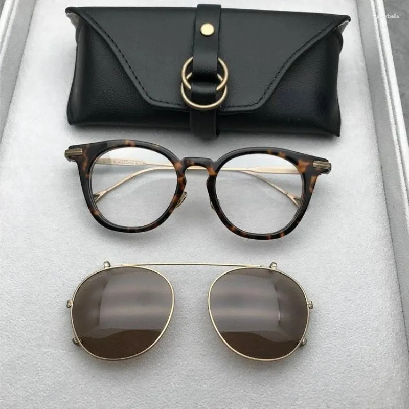 Sunglasses In Star Same Style Removable Clip On Men's Classical Vintage Round Frame Prescrption Glasses High Quality Eyeware