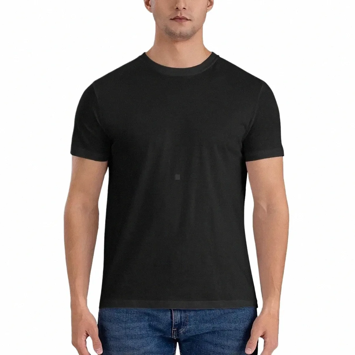 plain Solid Black Classic T-Shirt mens clothing workout shirts for men x5YK#