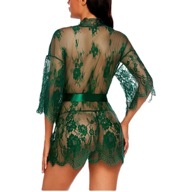 Traje sexy conjuntos de lingerie de renda sleepwearlace fluoroscopia beleza tule elegante reveriesexy lingerie sutiã breve conjuntos feminino