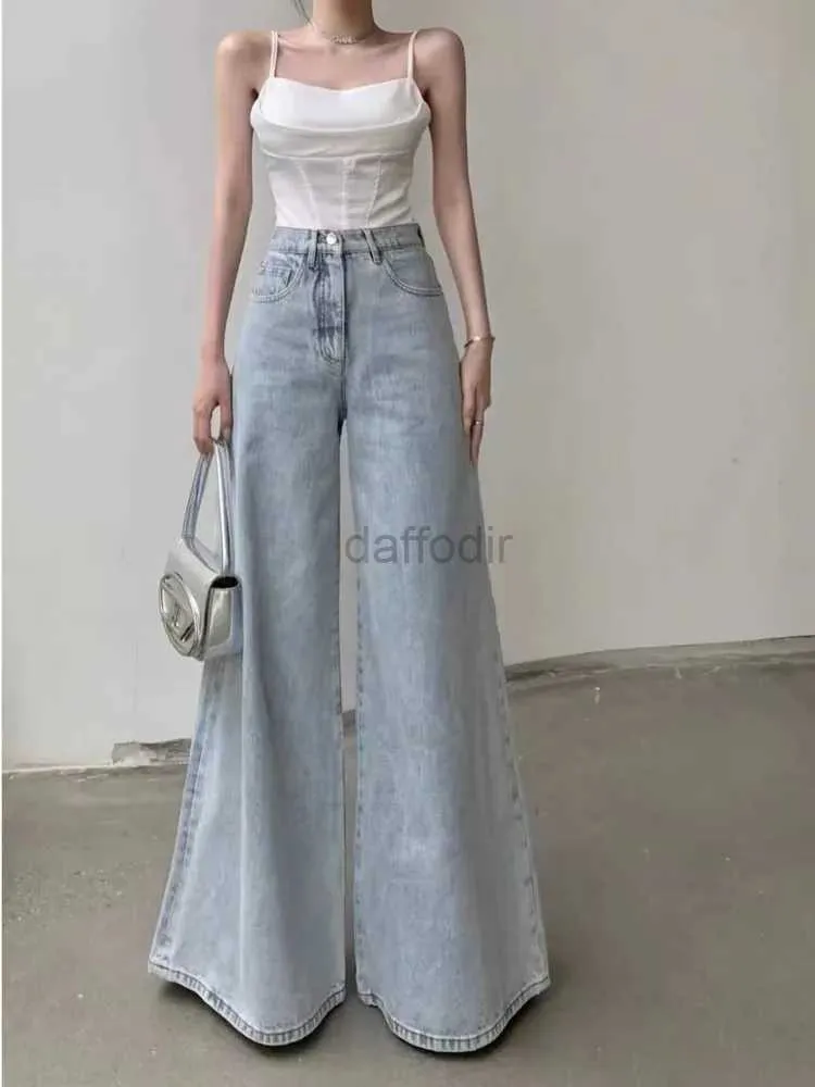 Women's Jeans Retro Flared Jeans Womens Straight Leg Loose Fitting High Waisted Wide Leg Pants Slimming And Casual Floor Mop Pants Long Pants 24328