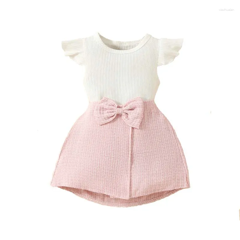 Kledingsets Zomer Baby Meisjes Set Kleding Mouwtop Effen Kleur Mouwloos T-shirt Mode Half-body Rok Outfits 6 maanden-3 jaar