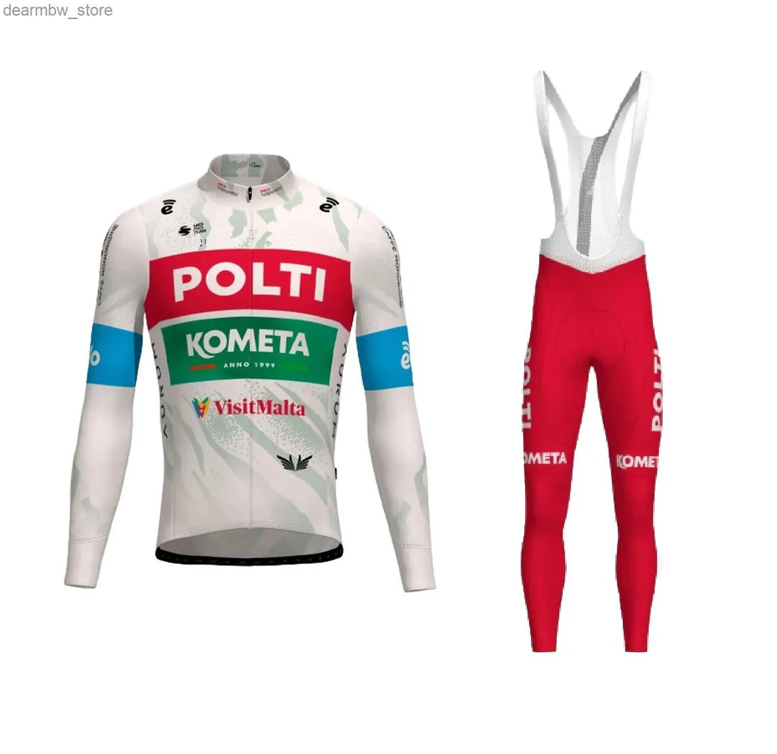 جاكيتات الدراجات 2024 ربيع/الصيف Polti Kometa Team Bicycle Jersey Long Sleeved Bicycle Clothing Bib Pants Ropa ciclismo24329