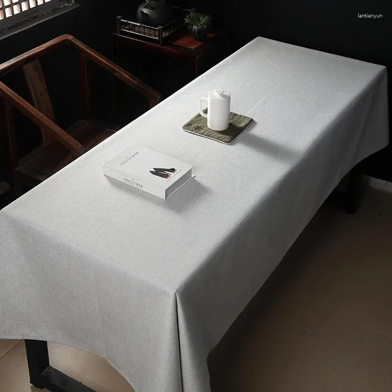 Saia de mesa para escritório, toalha de mesa de café misturada de linho fino, algodão e tecido à prova d'água, longo retangular