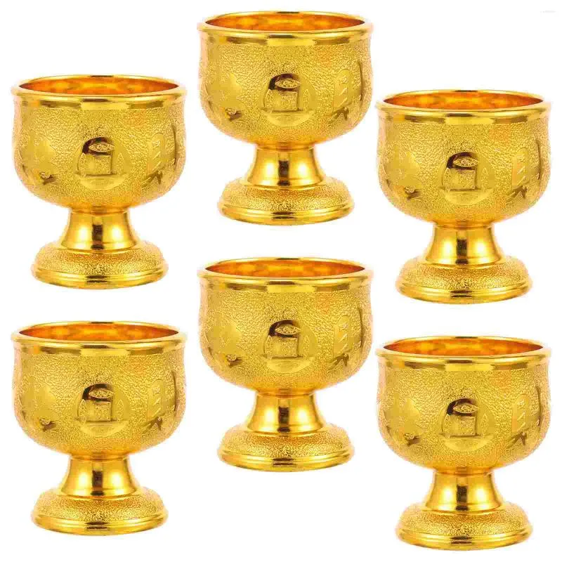 Disposable Cups Straws 6 Pcs The Holy For Buddha In Ancestral Hall Delicate Offering Cup Water Vintage Decor Decorate Pp Plastic Temple