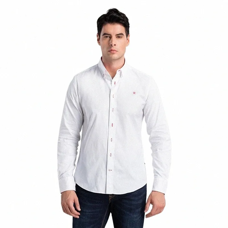 CHCH Camicia da uomo di nuovo arrivo Camicia a quadri a righe in puro cotone al 100% Busin Camicia a maniche lunghe casual di alta qualità per uomo q27S #