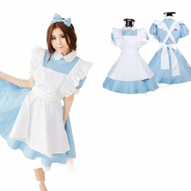 Halen Costume da donna per adulto Anime Alice In Wderland Blue Party Dr Alice Dream Donna Sissy Maid Lolita Cosplay v37y #