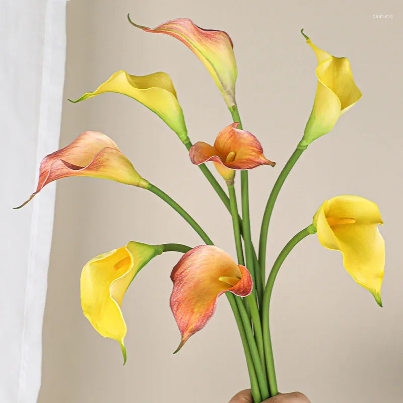 Decorative Flowers Artificial Calla Lily DIY Wedding Home Restaurant Decoration Arrangement Real Touch Fake Flower Po Props 50cm Length