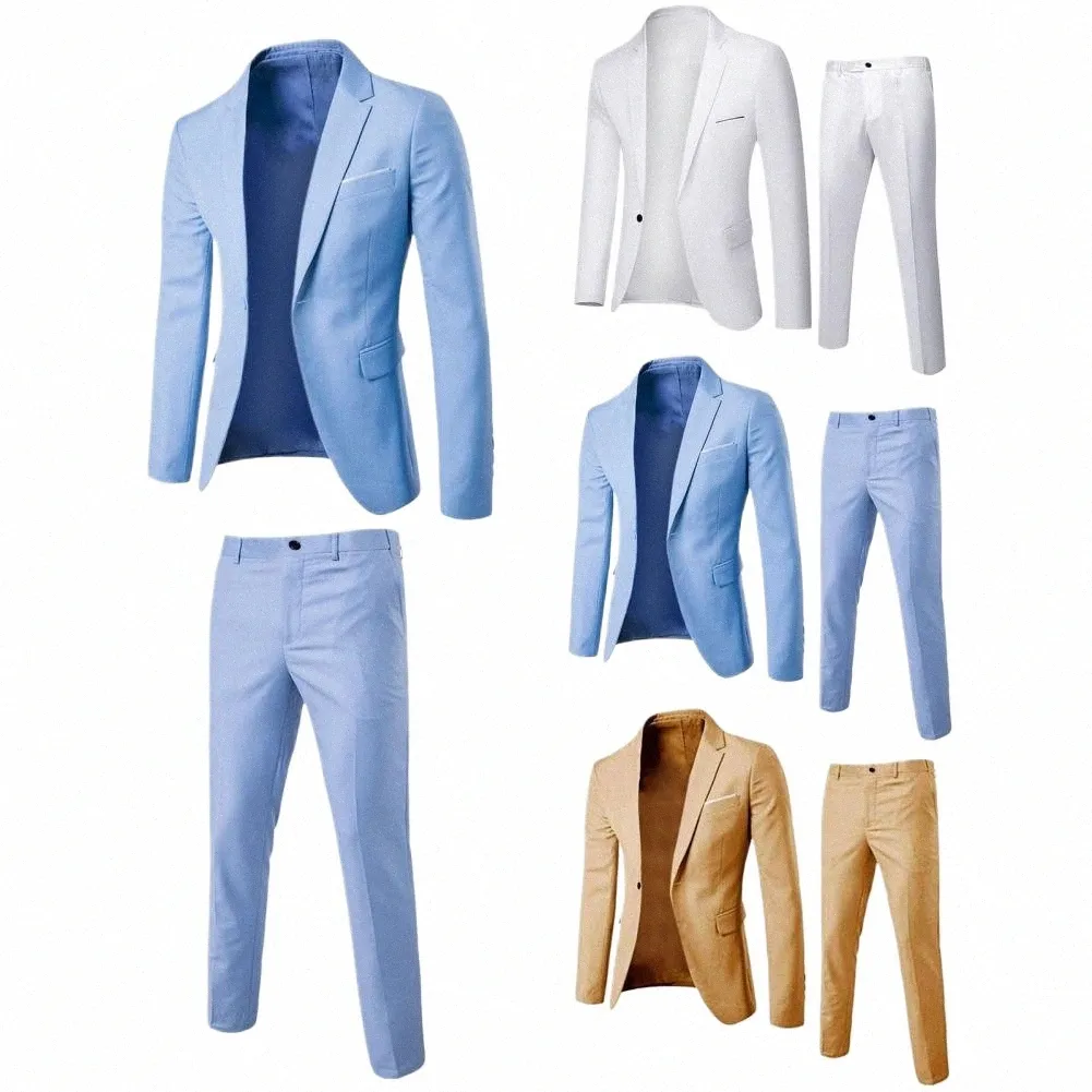1 Set Blazer Pants Single-Breasted Spring Autumn Slim Fit Butts Formell kostym för bröllop Y8P8#