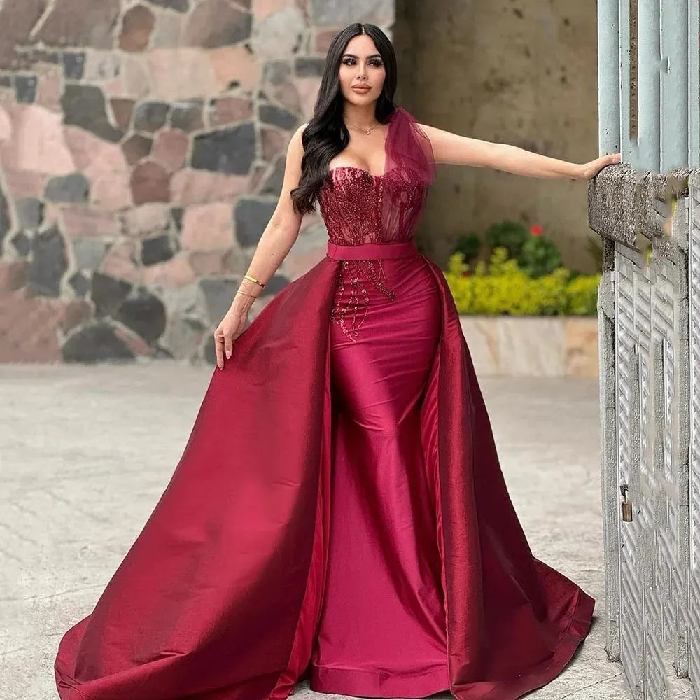 Di lusso Dubai Sirena Vestito Da Promenade Del Partito 2024 Paillettes In Rilievo Una Spalla Delle Donne Da Sera Formale Abiti Di Compleanno Robe De Soiree Abiti