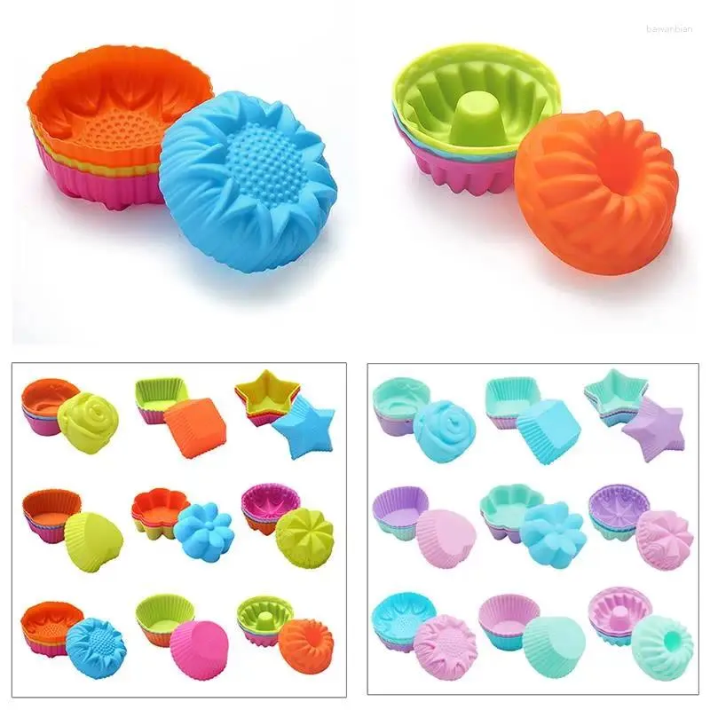 Stampi da forno 36 pezzi/set di tazza di torta multicolore stampo strumento di muffin fai -da -te silicone caramella di dottorato di gelatina cioccolato