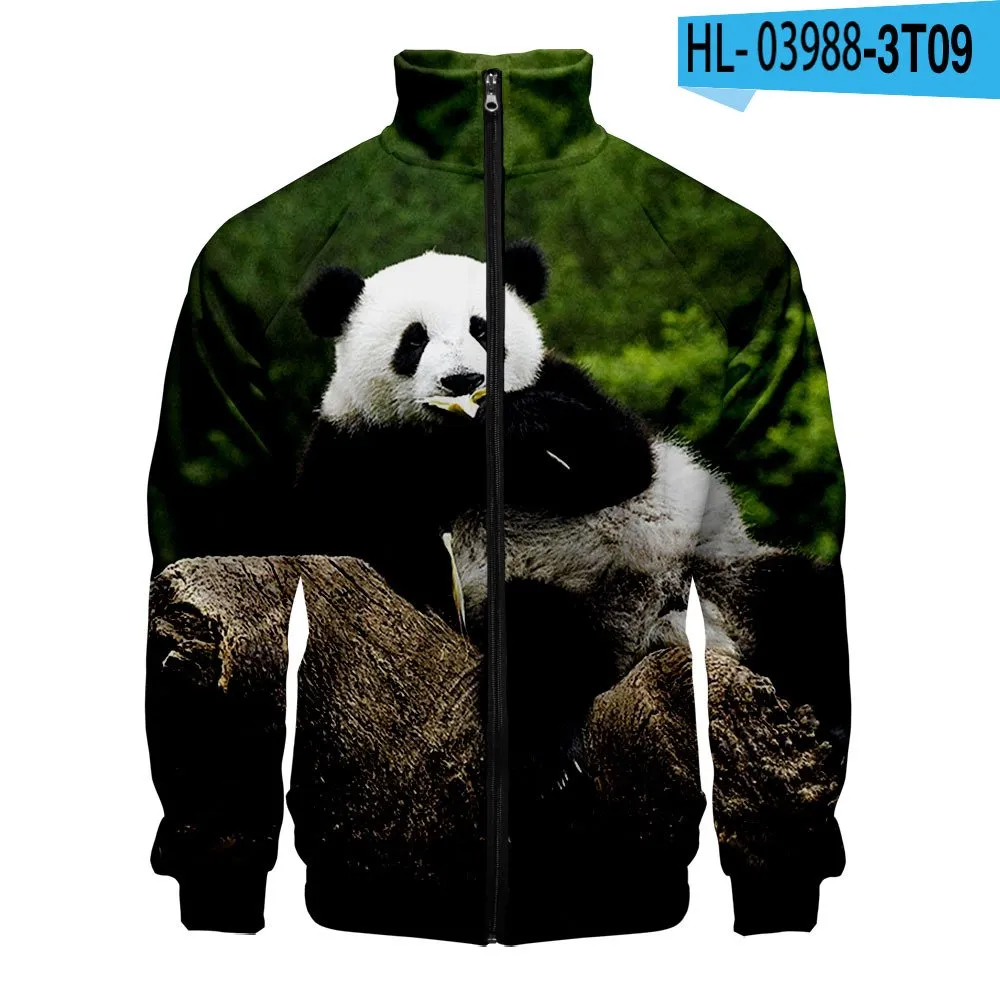 Chinese Animal Panda Hoodie Cozy 3D Stand Collar Zipper Jacket for Men and Women