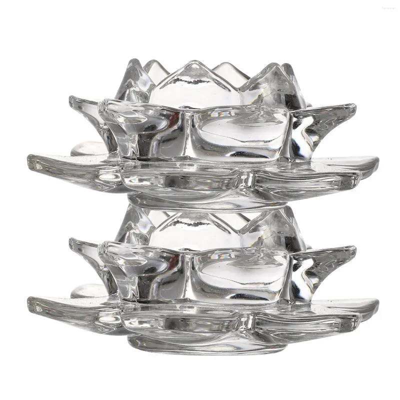 Candle Holders 2 Pcs Lotus Candlestick Wedding Decoration Candleholder Decorations Container Glass Decorative Crystal Exquisite