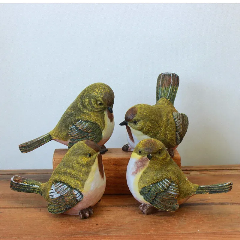 Miniatures nordique résine Simulation moineau Statue créatif animaux Figures décoration de la maison mignon oiseau Miniature Figurines ornements de bureau