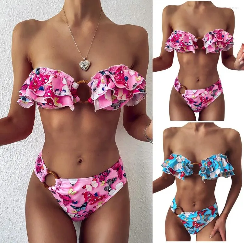 Women's Swimwear Fashion Womens Solid Color Bikini Push-Up Pad Swimsuit Beachwear Set Board Shorts For Women