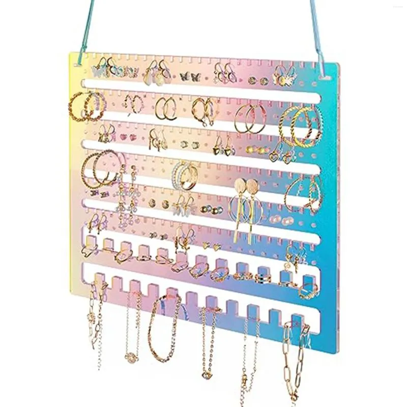 Haken-Ohrring-Halter mit Spiegel für Wandbehang, Schmuck-Organizer, Acryl-Präsentationsständer, 48 Löcher, 36 Steckplätze