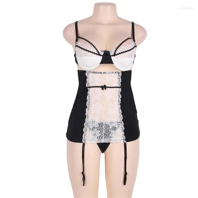 Brand new Women's Sleepwear Come on dear Porno Lingerie Underwear Nightie Ouvert Plus Size Black White Lace Mesh Sexy Babydoll For Women Langerie Set 2024