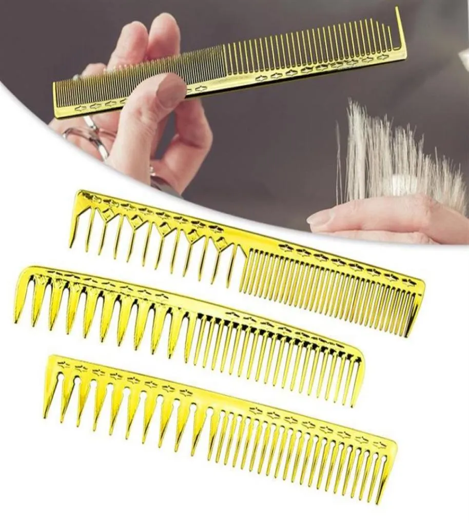 Brosses à cheveux Salon styliste professionnel galvanisé or coiffeur coupe peigne pointe creuse queue coupe de cheveux224a6383845