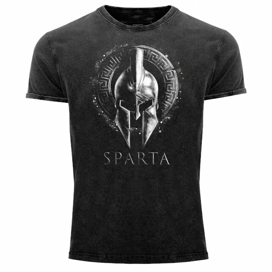 Vintage Sparta Warrior Helm bedrucktes T-Shirt.Sommer Cott O-Ausschnitt Kurzarm Herren T-Shirt Neu S-3XL r8pH #