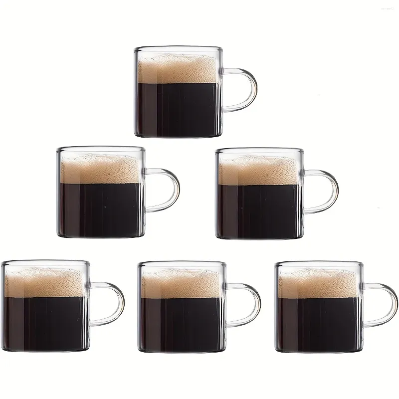 Bicchieri da vino Tazze da caffè in vetro - Tazze piccole per caffè espresso da 4 Oz con manico trasparente S per latte freddo o freddo