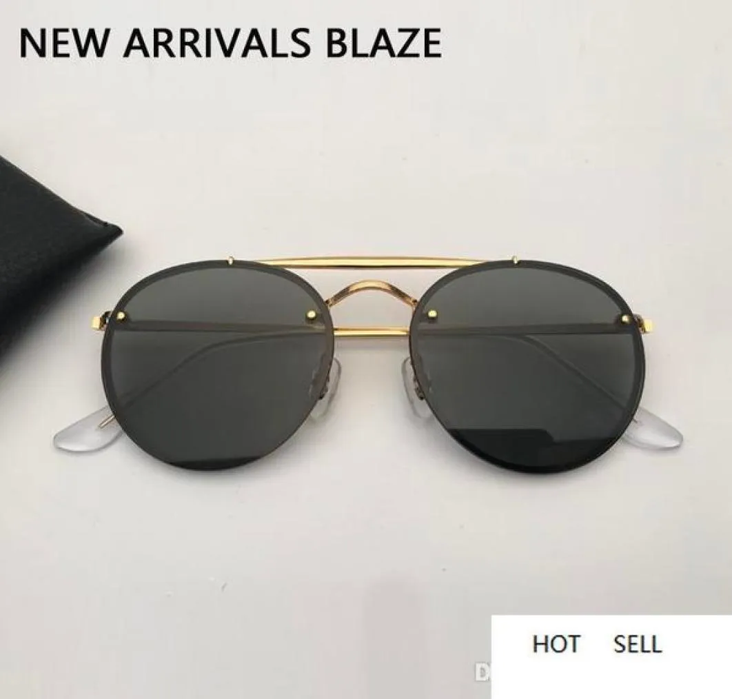 Designer-Sonnenbrillen Herren Damen Double Bridge Blaze Sonnenbrille schwarzes oder braunes Lederetui und sämtliches Zubehör1249755