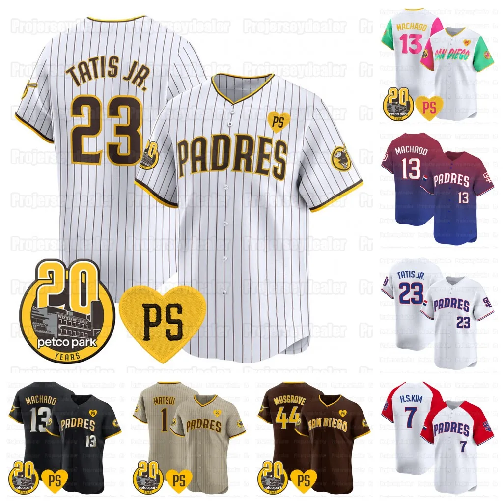 Fernando Tatis Jr. 2024 Padres Jersey Manny Machado Jackson Merrill Ha-Seong Kim Dylan cesse Xander Bogaerts Joe Musgrove Cronenworth Yu Darvish Nelson Cruz San Diego