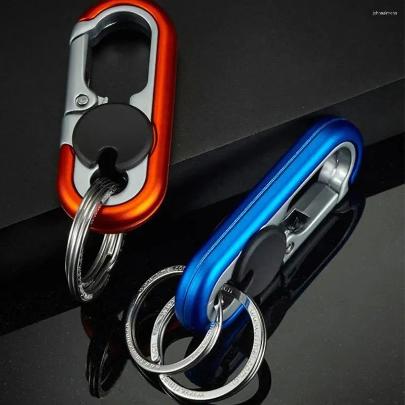 Nyckelringar Business Men's Double Ring Nyckelring Nyckelhållare Fashion Chain Gift Metal Buckle Car Styling Auto Accessoarer