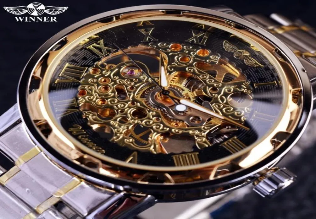 Montre en or transparent hommes montres haut de gamme de luxe Relogio mâle horloge décontracté Montre Homme mécanique squelette Montre J195164297