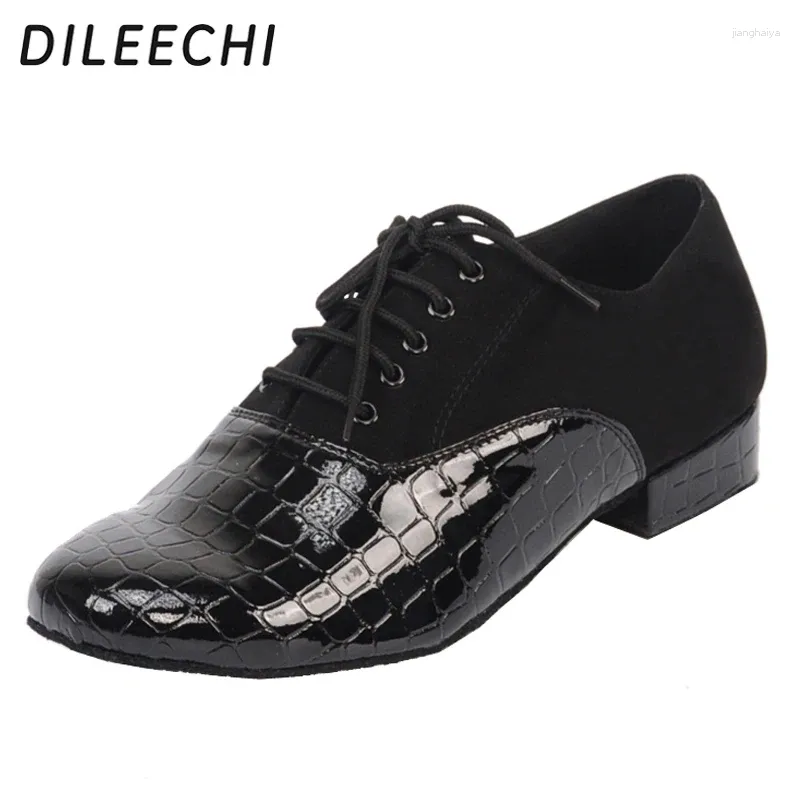 ダンスシューズDileechi Men's Crocodile Print Pu Latin Modern Adult Ballroom Dancing Square Friendship Party Shoe