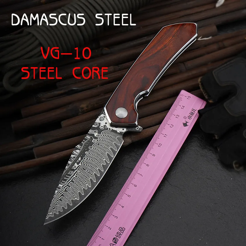 GRAGI G20 Folding Knife Damascus Steel Survival Knives Outdoor Adventure Mountain Climbing Camping Hunting Tool VG-10