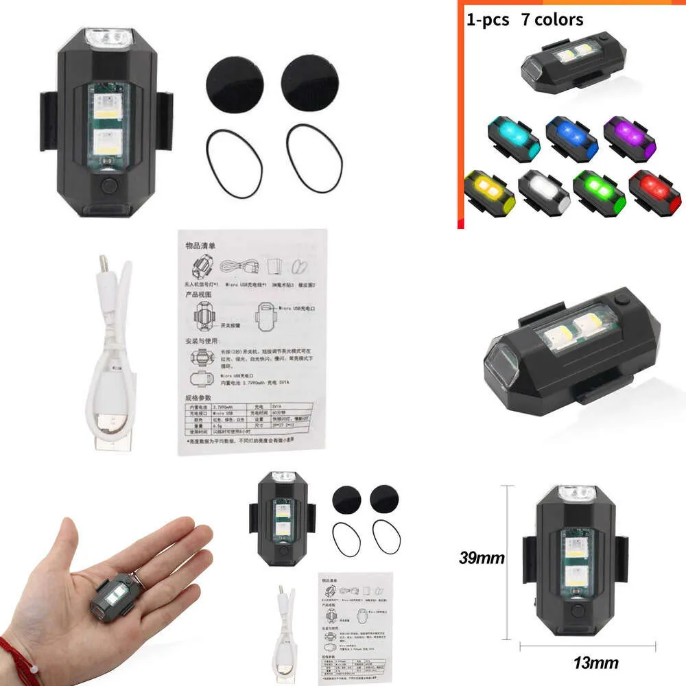 Actualización nuevo Universal LED Anti-colisión advertencia Mini Drone con luz estroboscópica 7 colores indicador de señal de giro motocicleta