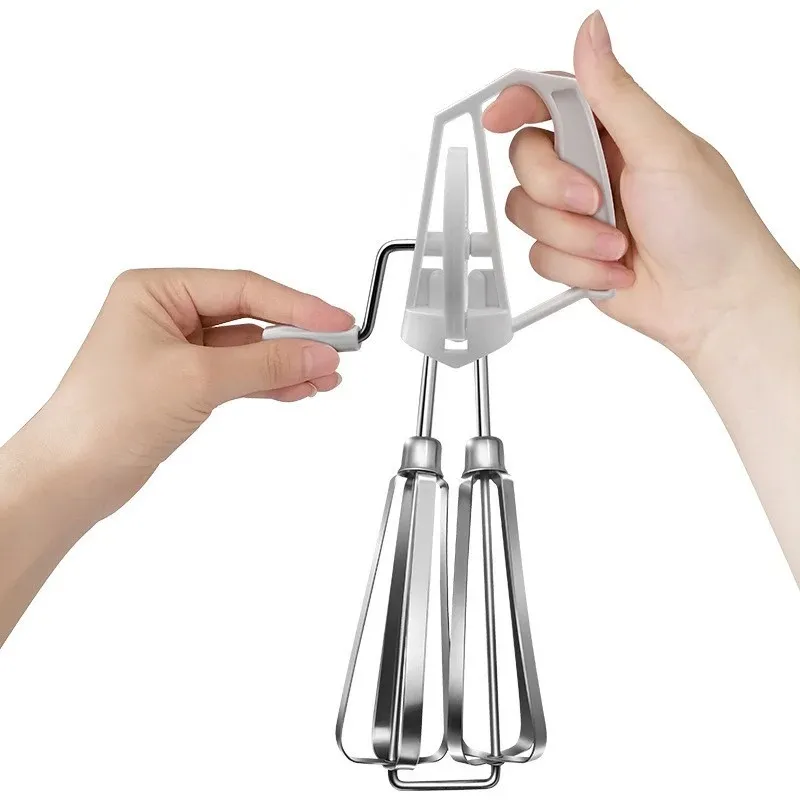 Stainless Steel Rotary Hand Whip Whisk Mixer Egg Beater Dual Purpose Plastic Mixer Kitchen Cooking Tool whisk egg mold baking