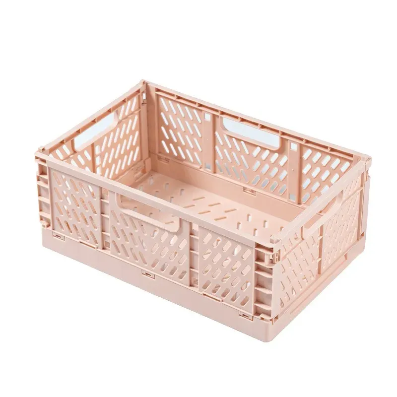 Baskets Folding Collapsible Plastic Storage Crate Box Stackable Home Kitchen Warehouse Storage Baskets Box S L XL