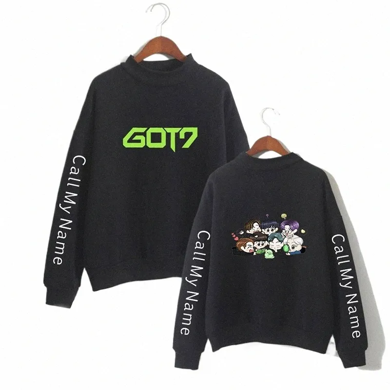 got7 Kpop Imprimer Mignon Bébé Figure Carto Col Haut Sweat À Capuche Pour Homme Femmes Capl Sweats Tops Lg Manches Capuche À Capuche Pull H1vt #