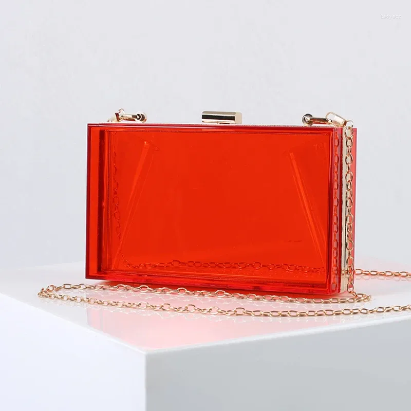 Evening Bags Red Purses For Women Designer Luxury Clutch High Quality Jelly Acrylic Transparent Handbag Candy Clear Crossbody 2024