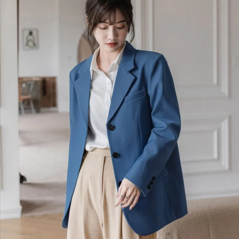 Women's Suits 2023 Spring Elegant Women Blazer Notched Collar Office Ladies Casual Loose Suit Jacket Femme Fashion Solid Business Formal